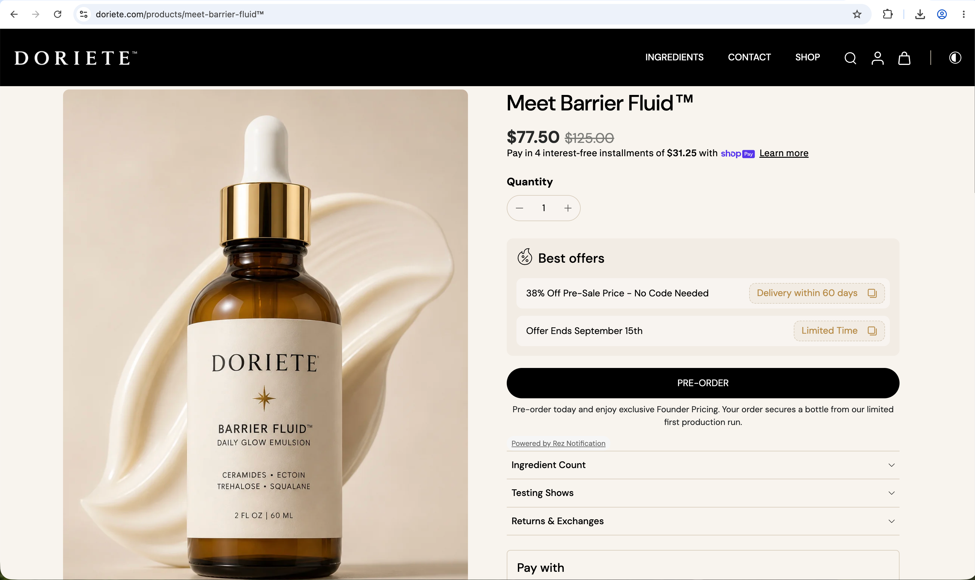 DORIETE PRODUCT PAGE
